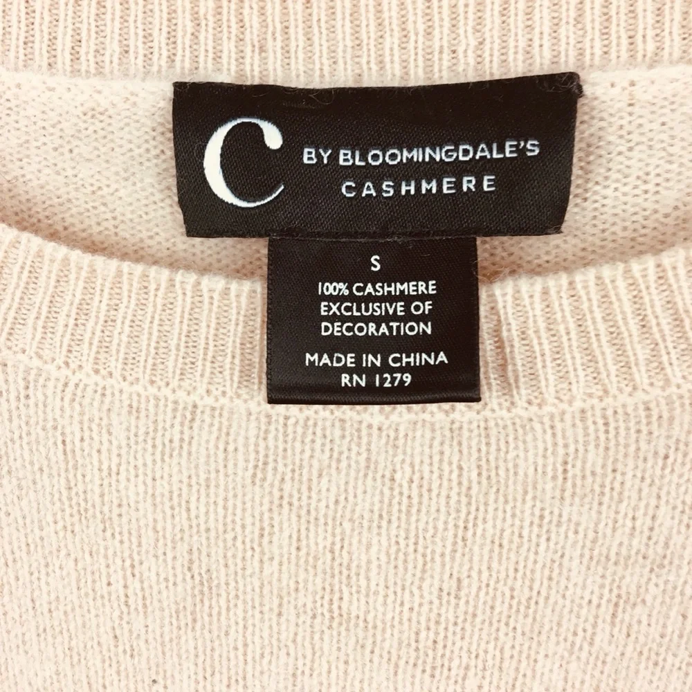 BLOOMINGDALE’S Nude Cashmere Short Sleeve Sweater With Lace Layer In Nude Size S